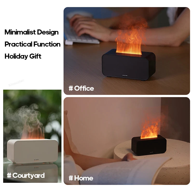 Mini Flame Aroma Diffuser – LED Humidifier with Timer & Colorful Lights